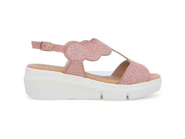 Melluso Sandali Casual Chic Rosa con Strass e Zeppa Platform R80440-244126